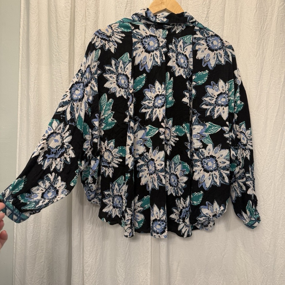 Free People Womens Good Vibrations Sunflower Print Boho Oversized Top Size Small - Picture 8 of 14